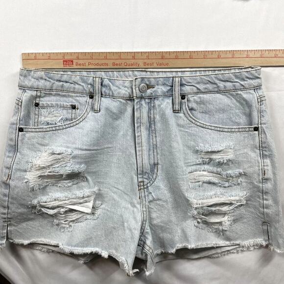 Vanilla Star high rise shortie distressed cut off denim shorts size 13 womens 31 - Picture 4 of 6